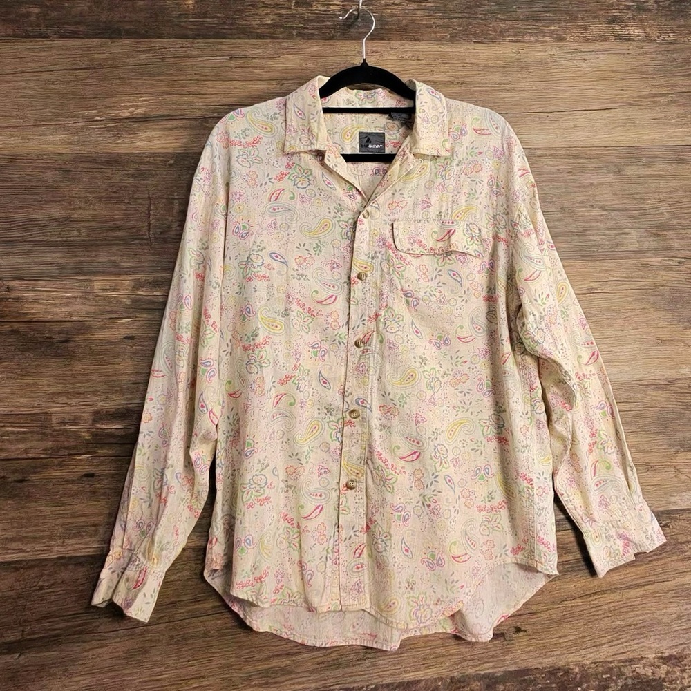 Paisley Button Down Shirt in Cream by Liz Wear